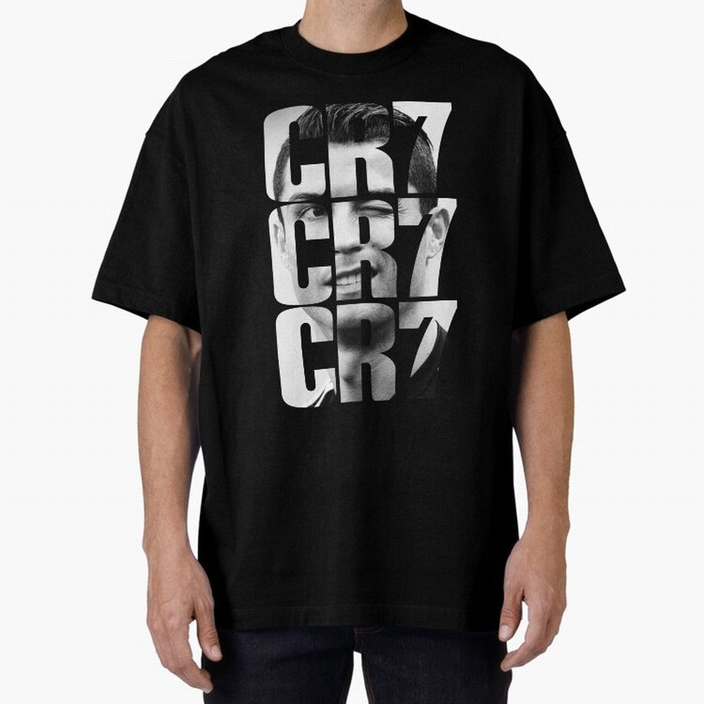 CR7 smile Oversized T-Shirt Feel International Energy from FIFA World Cup 2026 USA Canada Mexico Spirit, Centered on Portugal, Spain and Germany, Messi, CR7 and Mbappe, Game Day Rituals, Football Legends, Country Pride and the Road to the Final;