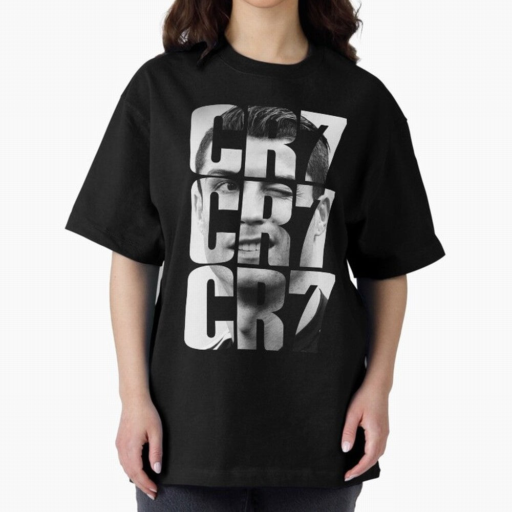 CR7 smile Oversized T-Shirt Feel International Energy from FIFA World Cup 2026 USA Canada Mexico Spirit, Centered on Portugal, Spain and Germany, Messi, CR7 and Mbappe, Game Day Rituals, Football Legends, Country Pride and the Road to the Final;
