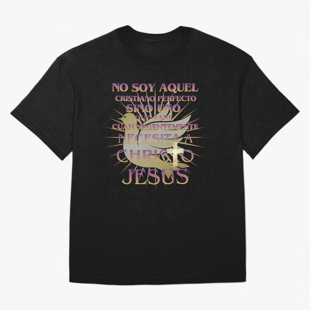No soy aquel cristiano perfecto - Spanish Faith Quote Oversized T-Shirt Honor FIFA World Cup 2026 Group Stage Spirit, Centered on Portugal, Spain and Germany, CR7 and Messi, Football Passion, Legendary Performances, Festival Vibes and Supporter