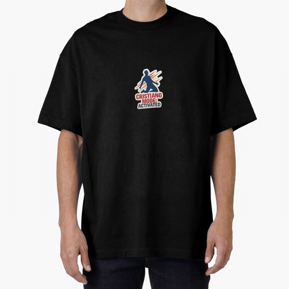 Cristiano Mode: Activated v2 Oversized T-Shirt Fuel Your Fan Pride for FIFA World Cup 2026 USA Canada Mexico Spirit, Highlighting Portugal, Spain and Germany, Messi, Neymar and Mbappe, Global Supporter Spirit, Legendary Goals, National Colors and