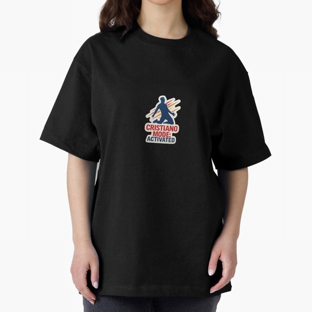 Cristiano Mode: Activated v2 Oversized T-Shirt Fuel Your Fan Pride for FIFA World Cup 2026 USA Canada Mexico Spirit, Highlighting Portugal, Spain and Germany, Messi, Neymar and Mbappe, Global Supporter Spirit, Legendary Goals, National Colors and