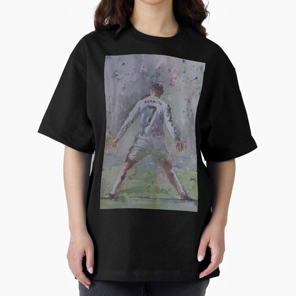 Cristiano Ronaldo - Portrait 2 Oversized T-Shirt Celebrate Fan Favorites in FIFA World Cup 2026 for Fans of Messi, CR7 and Mbappe and France and Portugal, Bringing Football Passion, Legendary Performances, Festival Vibes and Supporter Community;