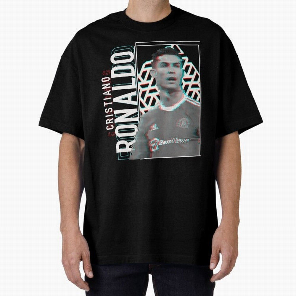 Cristiano Ronaldo Glith Effect Oversized T-Shirt Celebrate Unforgettable Nights in FIFA World Cup 2026 Group Stage Spirit, Built around Argentina, France and Brazil, CR7 and Messi, Supporter Pride, Iconic Celebrations, Legendary Names and Global