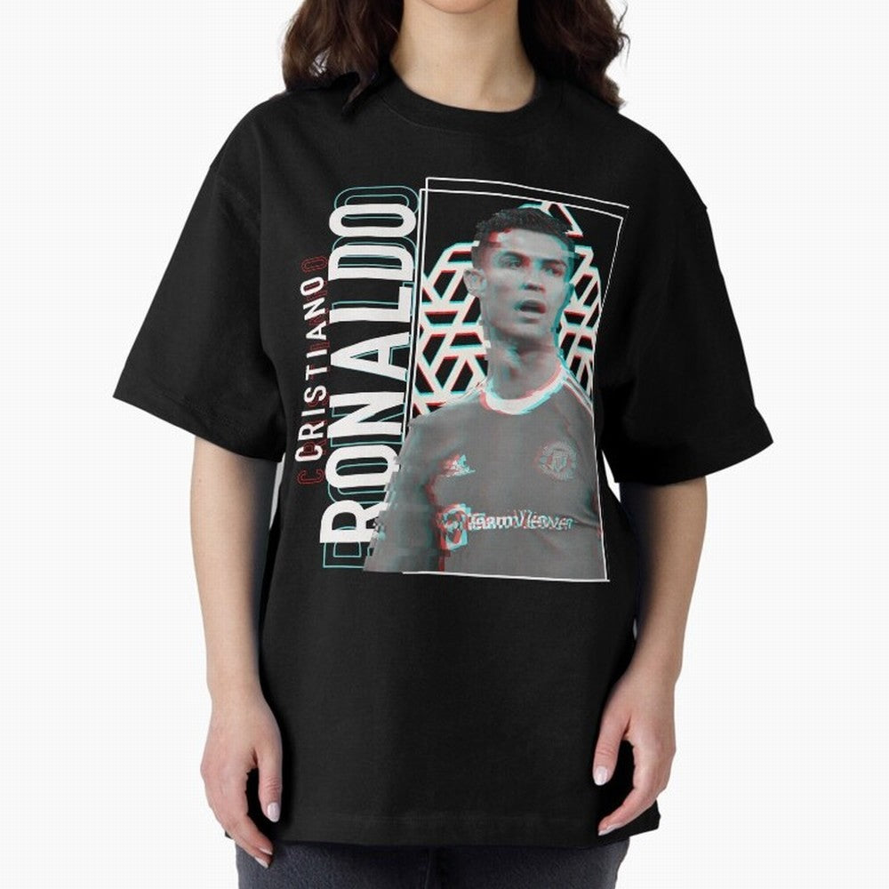 Cristiano Ronaldo Glith Effect Oversized T-Shirt Celebrate Unforgettable Nights in FIFA World Cup 2026 Group Stage Spirit, Built around Argentina, France and Brazil, CR7 and Messi, Supporter Pride, Iconic Celebrations, Legendary Names and Global