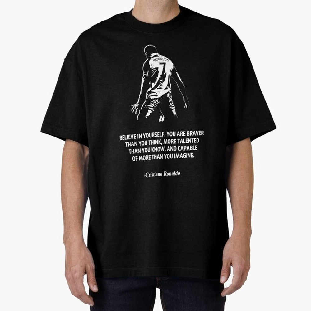 Cristiano Ronaldo Quotes Oversized T-Shirt Feel the FIFA World Cup 2026 Journey through CR7 Highlights, Germany Pride, Classic Soccer Heritage, Championship Pressure, Fan Loyalty and International Pride; Perfect for Supporters Who Want Bold