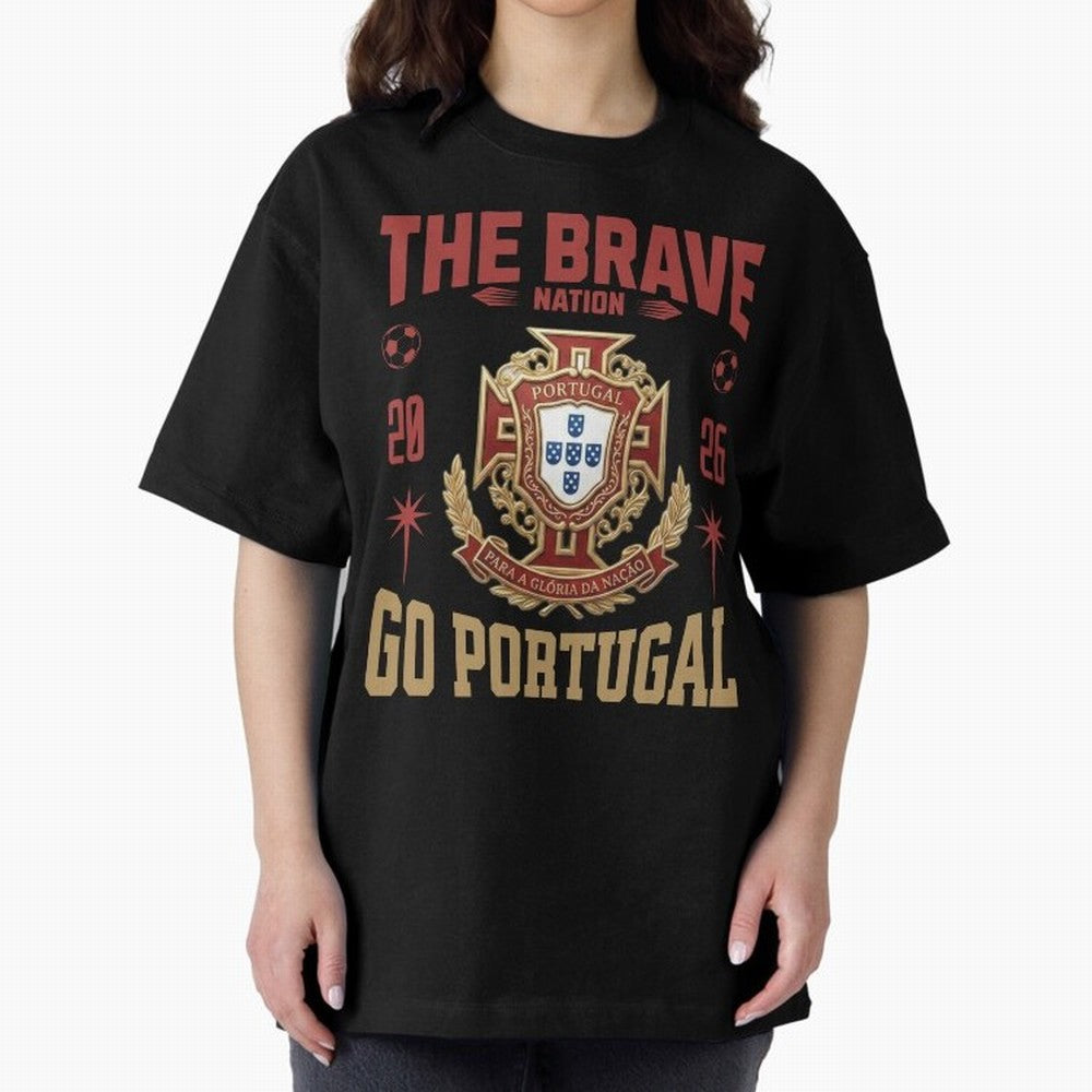 Portugal Soccer 2026 The Brave Nation Vintage Football Fan Design Oversized T-Shirt Relive the Noise and Pride of the FIFA World Cup 2026 Group Stage Journey through Neymar Highlights, England Pride, Classic Soccer Heritage, Championship Pressure,