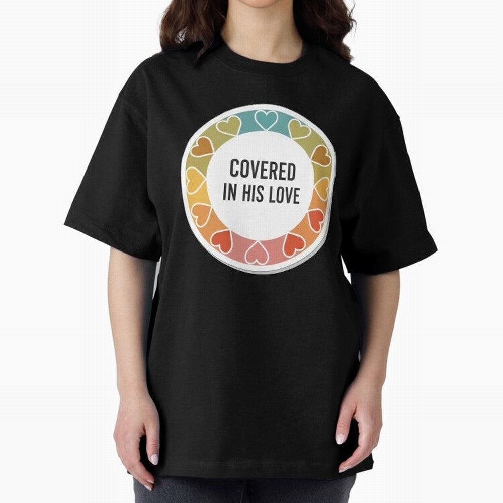 Covered in His Love Christian Encouragement Sticker Oversized T-Shirt Bring World Football Passion into FIFA World Cup 2026 Group Stage for Fans of Messi, CR7 and Mbappe and Argentina, Bringing Soccer Culture, Superstar Moments, National Team