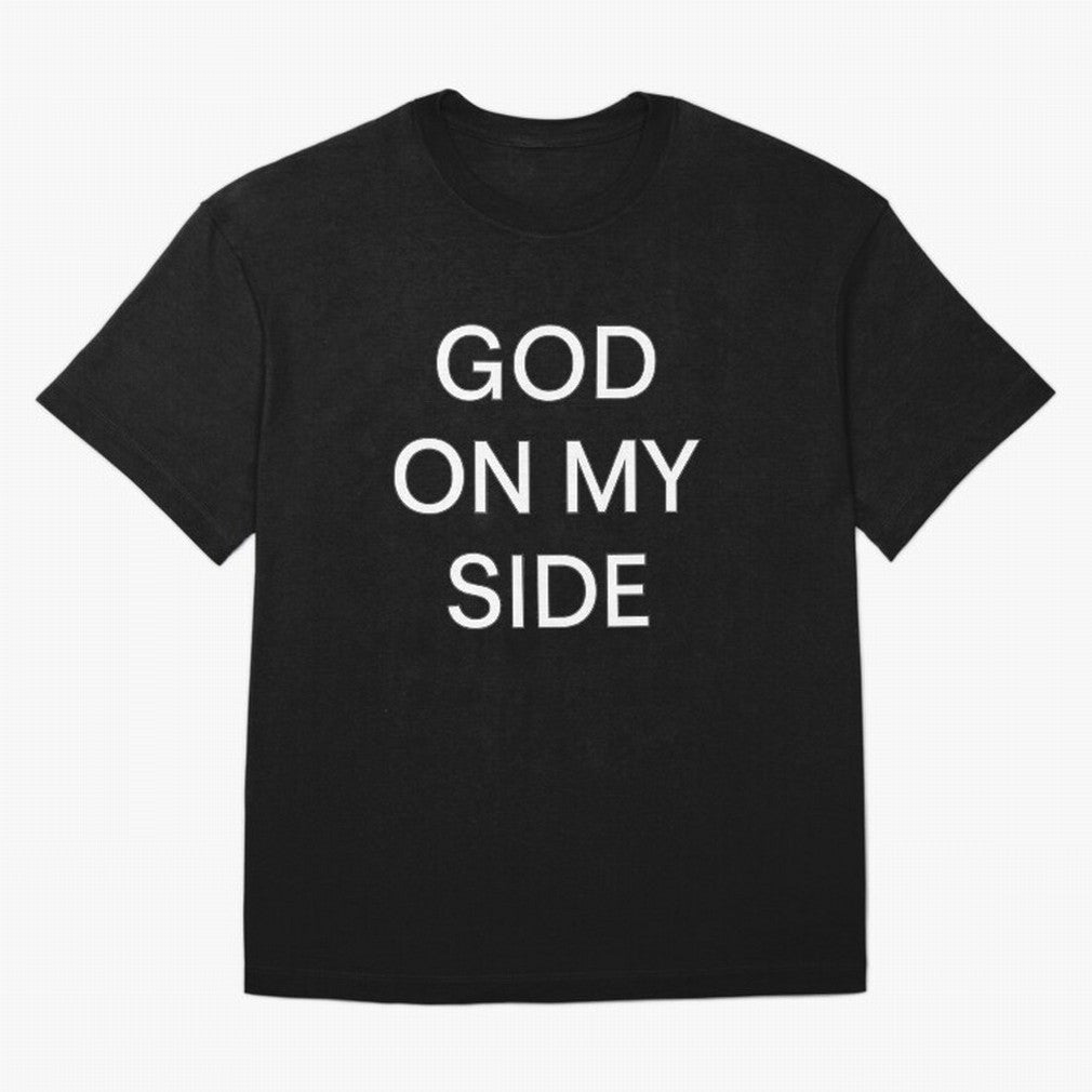 God On My Side - Minimalist Christian Outline Typography Oversized T-Shirt Join Supporters Worldwide for FIFA World Cup 2026 Group Stage Spirit, Celebrating Argentina and Brazil, Messi, CR7 and Mbappe, Retro Football Energy, Iconic Rivalries,