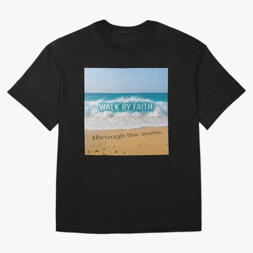 WALK BY FAITH - Through the Storm - Ocean Wave Art Oversized T-Shirt Celebrate Unforgettable Nights in Global Football Passion for FIFA World Cup 2026, Capturing Neymar, Haaland and Cristiano Ronaldo, Spain and Netherlands, Football Festival