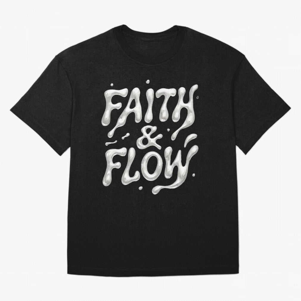 FAITH & FLOW - Liquid Chrome Typography - Urban Christian Oversized T-Shirt Feel the Roar of FIFA World Cup 2026 Spirit, Celebrating Spain and Netherlands, Mbappe, Football Passion, Legendary Performances, Festival Vibes and Supporter Community;