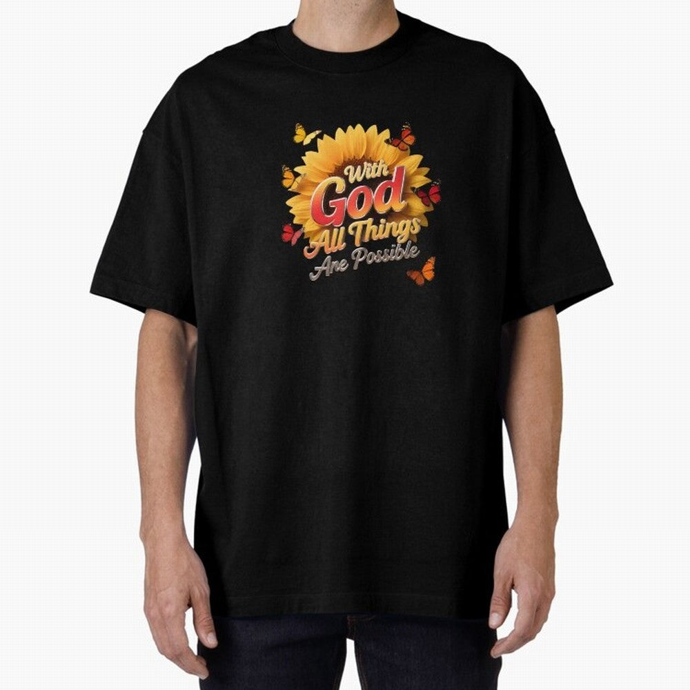 With God all things Are possible T shirt Oversized T-Shirt Carry National Pride through FIFA World Cup 2026 for Fans of Mbappe and Spain, Bringing Match Day Excitement, Supporter Culture, Golden Goals and Global Football Passion; Great for