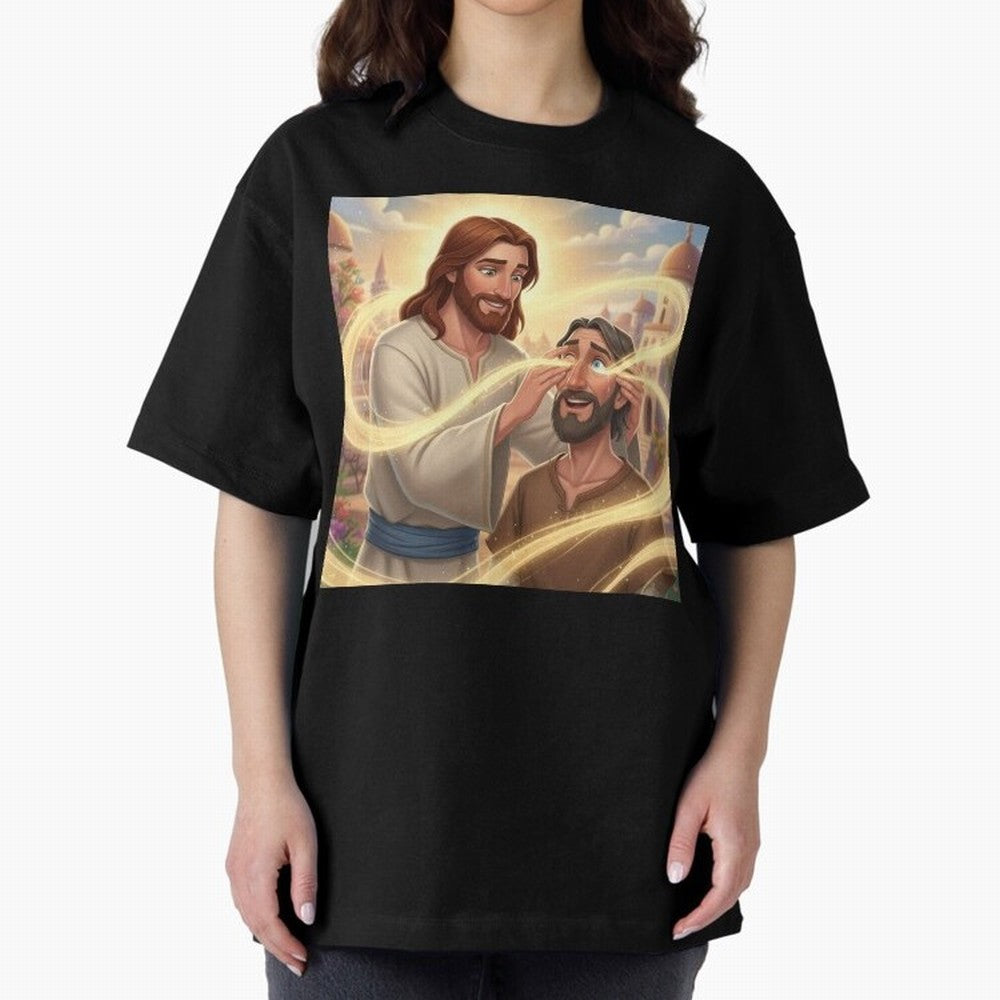Jesus cure the blind Oversized T-Shirt Keep the Legacy of FIFA World Cup 2026 Spirit, with England and Germany, Mbappe and Neymar, Stadium Chants, National Pride, Trophy Dreams and Unforgettable Football Memories; Perfect for Fans, Collectors,