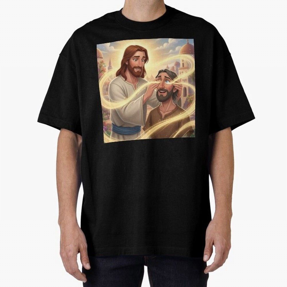 Jesus cure the blind Oversized T-Shirt Keep the Legacy of FIFA World Cup 2026 Spirit, with England and Germany, Mbappe and Neymar, Stadium Chants, National Pride, Trophy Dreams and Unforgettable Football Memories; Perfect for Fans, Collectors,