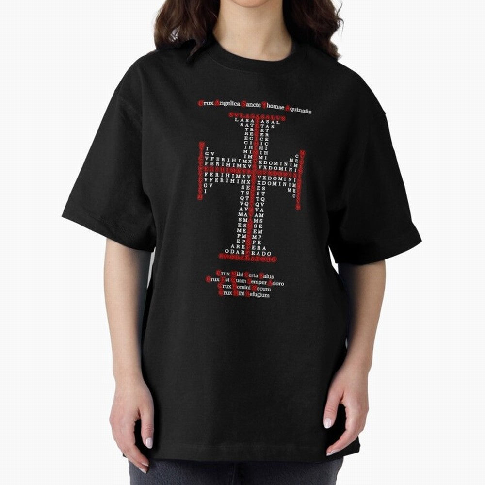 Cruz Ang¨¦lica de Santo Tom¨¢s de Aquino Red n White Oversized T-Shirt Make Your Look Match the FIFA World Cup 2026 USA Canada Mexico Journey through Messi and Cristiano Ronaldo Highlights, England and Germany Pride, Championship Spirit, Famous