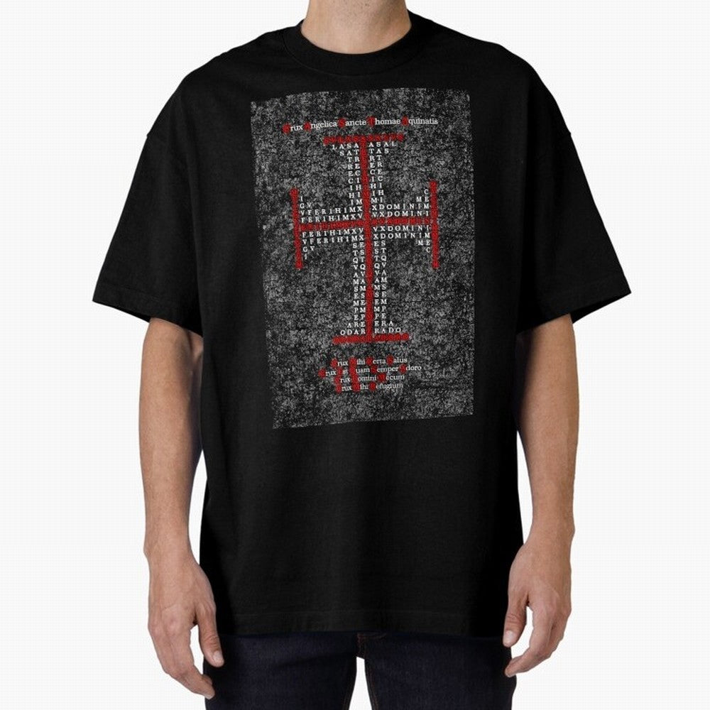 Cruz Ang¨¦lica de Santo Tom¨¢s de Aquino Relieve Oversized T-Shirt Follow the Final Road of Global Football Passion for FIFA World Cup 2026 USA Canada Mexico, Driven by Neymar, Spain, Match Day Excitement, Supporter Culture, Golden Goals and Global
