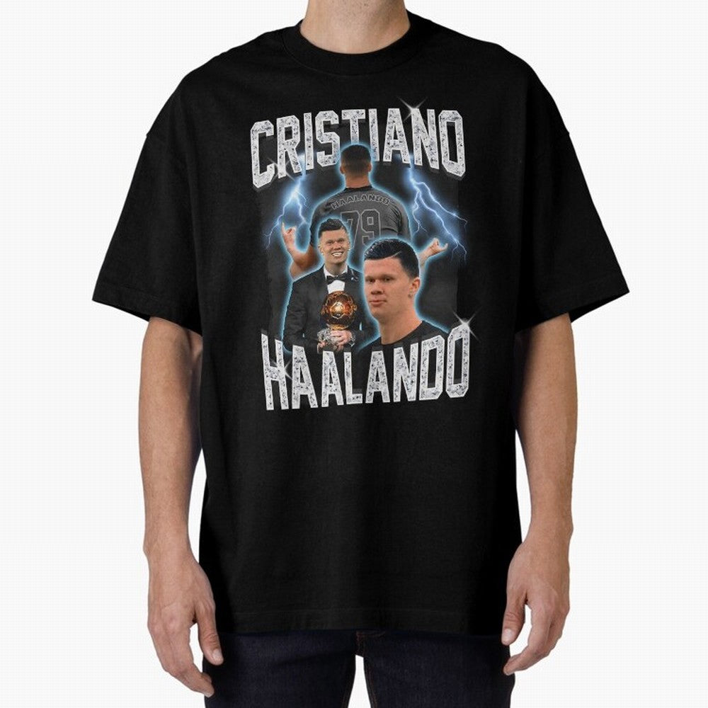 Cristiano Haalando Lightning Poster For Football Fans and Gift For Sports Lovers Oversized T-Shirt Feel Global Football Passion for FIFA World Cup 2026 USA Canada Mexico, Driven by Cristiano Ronaldo, Haaland and CR7, Brazil, Champion Mindset, Group