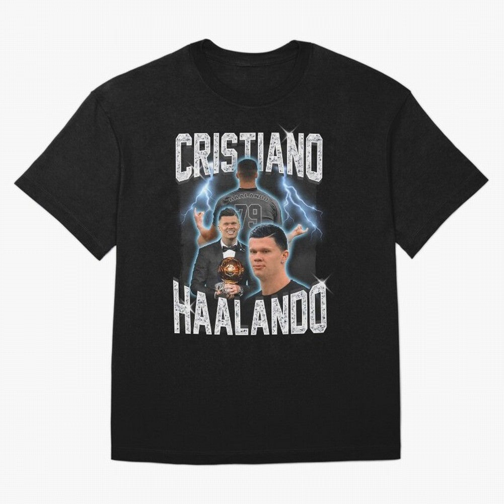 Cristiano Haalando Lightning Poster For Football Fans and Gift For Sports Lovers Oversized T-Shirt Feel Global Football Passion for FIFA World Cup 2026 USA Canada Mexico, Driven by Cristiano Ronaldo, Haaland and CR7, Brazil, Champion Mindset, Group