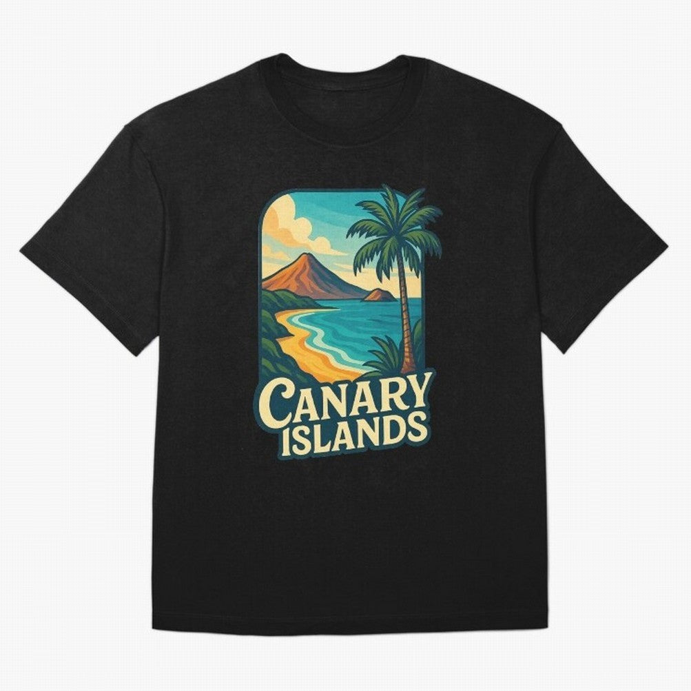 Tropical Shoreline of the Canary Islands Spain Oversized T-Shirt Stand with Global Football Passion for FIFA World Cup 2026, Featuring Haaland, Spain and Netherlands, Sports Nostalgia, International Competition, Famous Players and Unforgettable