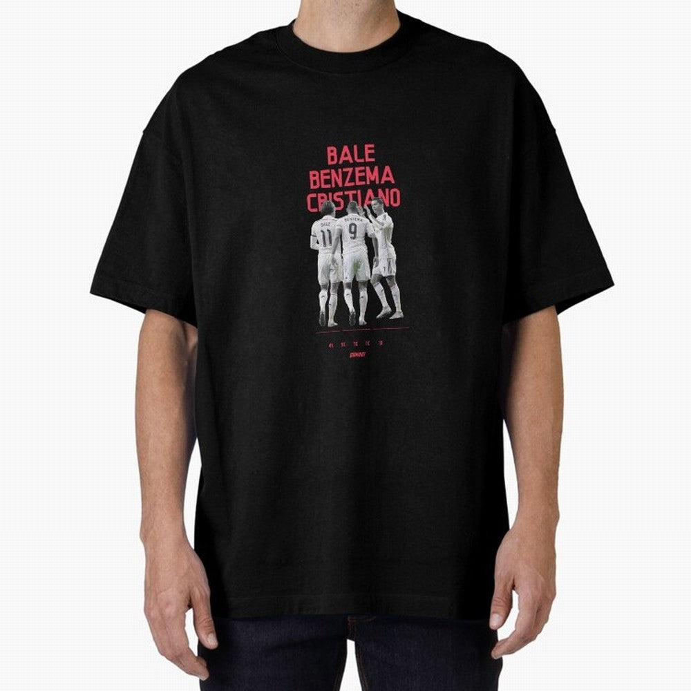 Real Madrid | Bale Benzema Cristiano Oversized T-Shirt Wear the Spirit of Global Football Passion for FIFA World Cup 2026, Built around Mbappe, Portugal, Retro Football Energy, Iconic Rivalries, Trophy Chase Drama and Stadium Atmosphere; Perfect