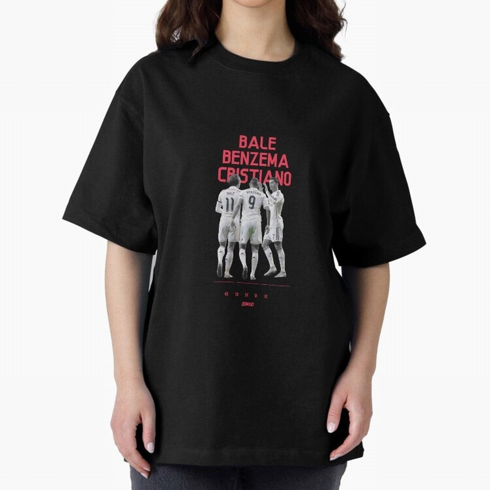 Real Madrid | Bale Benzema Cristiano Oversized T-Shirt Wear the Spirit of Global Football Passion for FIFA World Cup 2026, Built around Mbappe, Portugal, Retro Football Energy, Iconic Rivalries, Trophy Chase Drama and Stadium Atmosphere; Perfect