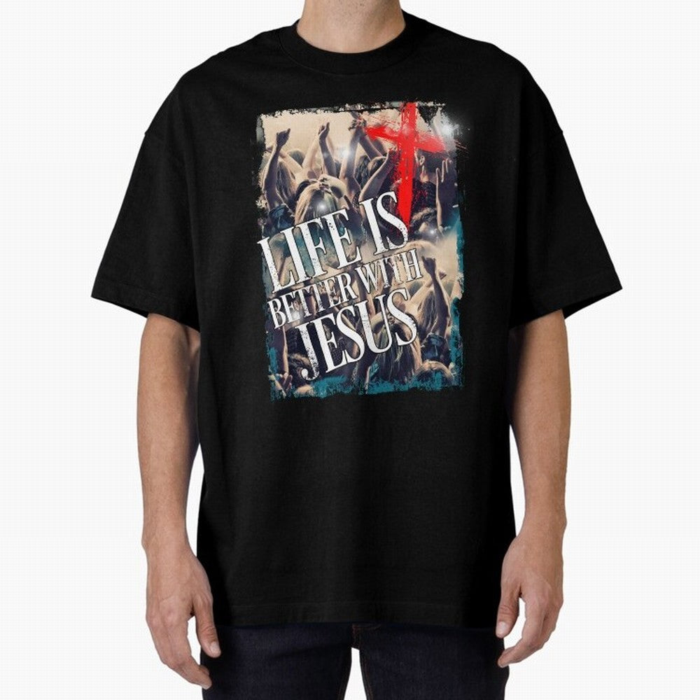 LIfe is Better with Jesus Oversized T-Shirt Build FIFA World Cup 2026 Group Stage for Fans of CR7 and Spain, Bringing Worldwide Fan Energy, Dramatic Goals, Stadium Lights and Championship Celebrations; Ideal for Passionate Fans Who Love Underdog