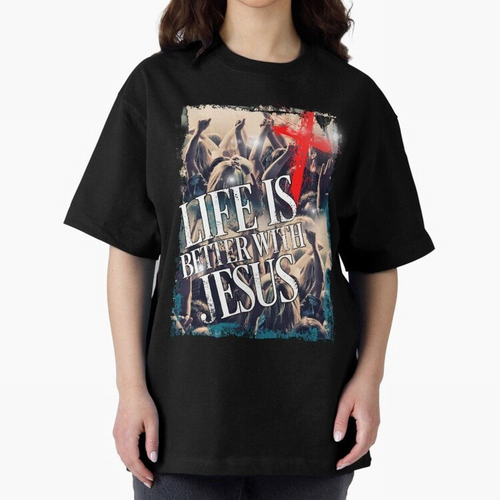 LIfe is Better with Jesus Oversized T-Shirt Build FIFA World Cup 2026 Group Stage for Fans of CR7 and Spain, Bringing Worldwide Fan Energy, Dramatic Goals, Stadium Lights and Championship Celebrations; Ideal for Passionate Fans Who Love Underdog