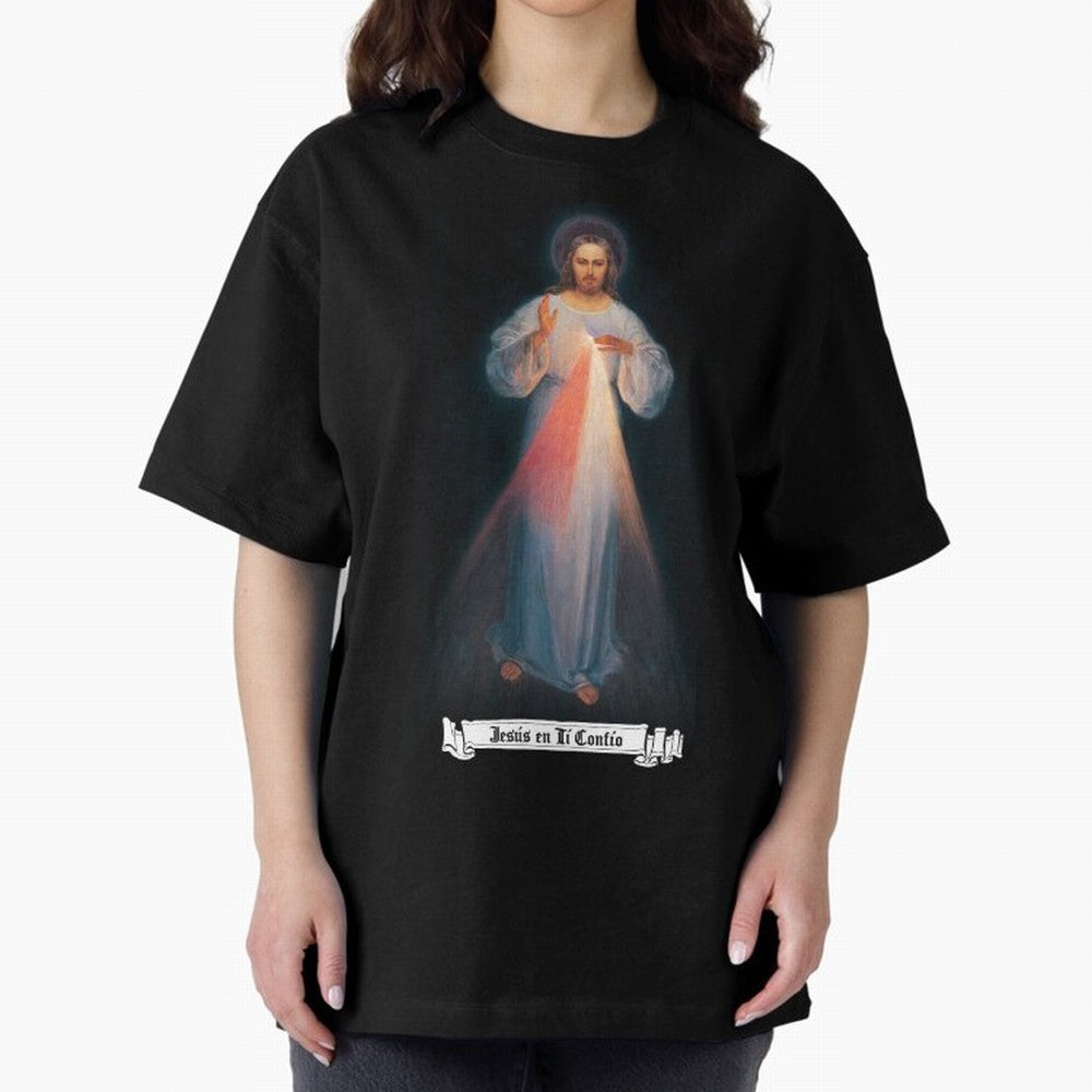 Imagen de la Divina Misericordia, JES¨²S EN T¨ª CONF¨ªO regalos cat¨®licos y cristianos, Oversized T-Shirt Honor the Beautiful Game during Match Day Hype around FIFA World Cup 2026, Mbappe, England, Classic Soccer Heritage, Championship Pressure,