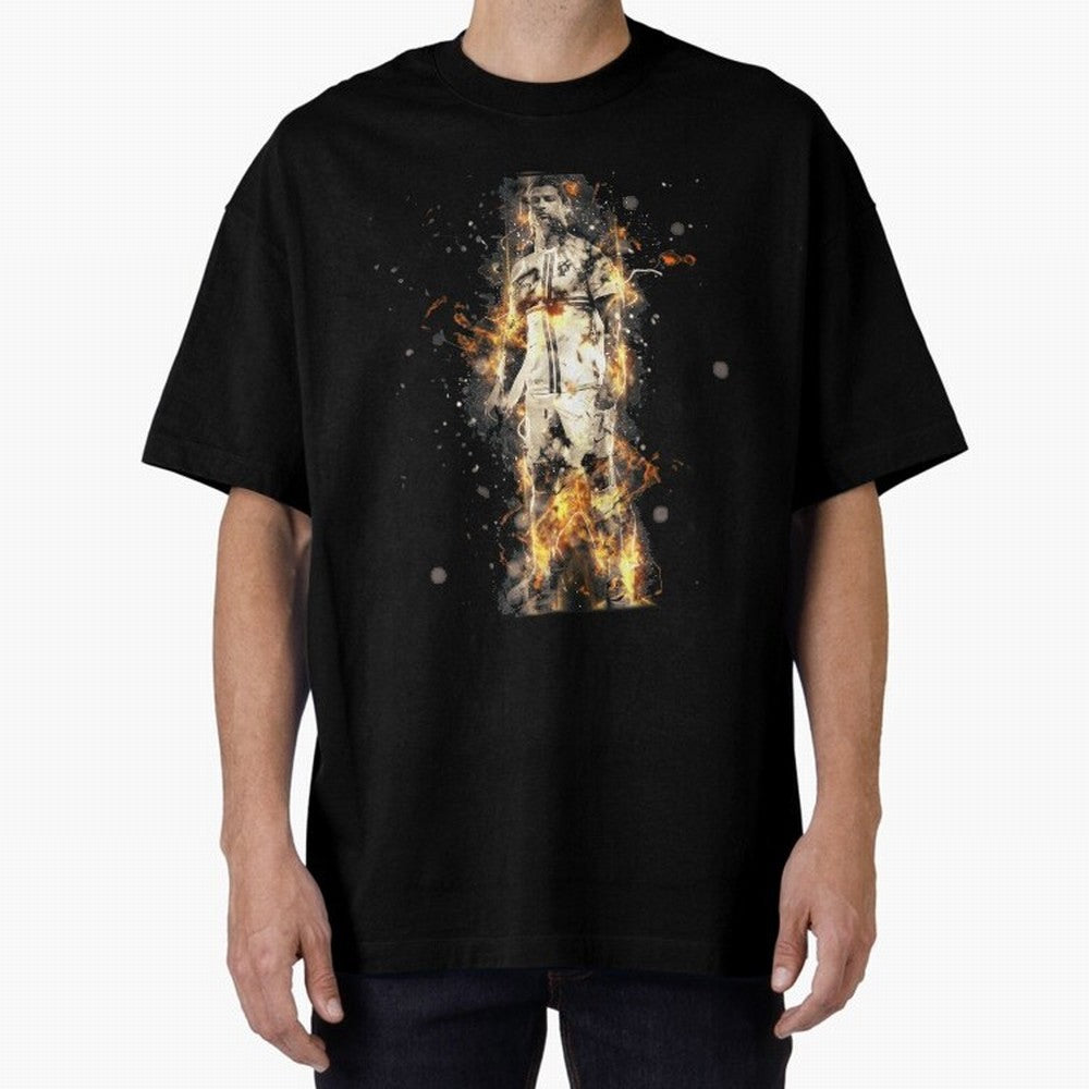 Ronaldo On Fire T Shirt Cristiano Cr7 Soccer S Jersey Men Madrid 7 Portugal Football Real White Kids Tee Mens Black Oversized T-Shirt Follow Every Goal of FIFA World Cup 2026 Group Stage for Fans of Mbappe and Argentina, Bringing Football History,