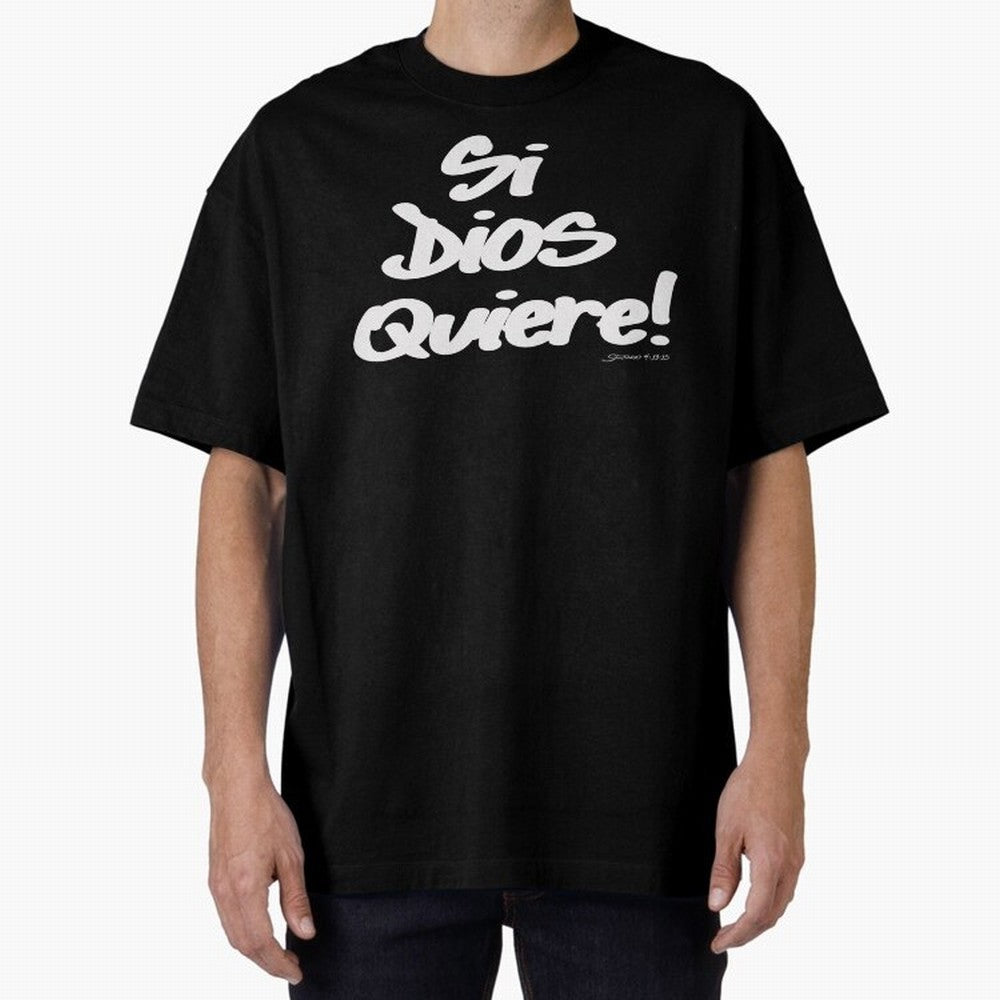 Si Dios Quiere! Oversized T-Shirt Show Support during Global Football Passion for FIFA World Cup 2026 Group Stage, Highlighting Messi and Cristiano Ronaldo, Brazil, Retro Football Energy, Iconic Rivalries, Trophy Chase Drama and Stadium Atmosphere;
