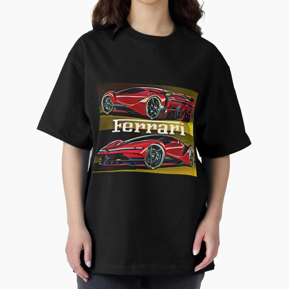 Ferarri F Concept Oversized T-Shirt Honor the Football Icons of FIFA World Cup 2026 USA Canada Mexico for Fans of Messi, Neymar and Mbappe and Portugal, Bringing Football Festival Excitement, Trophy Ambitions, Country Rivalries and Star Player