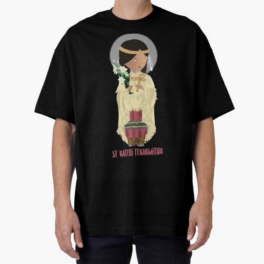 Saint Kateri Tekakwitha Oversized T-Shirt Back the Journey through Global Football Passion for FIFA World Cup 2026 Group Stage, Centered on CR7, Argentina, France and Brazil, Goal Celebration Energy, Supporter Heritage, Football Icons and Worldwide