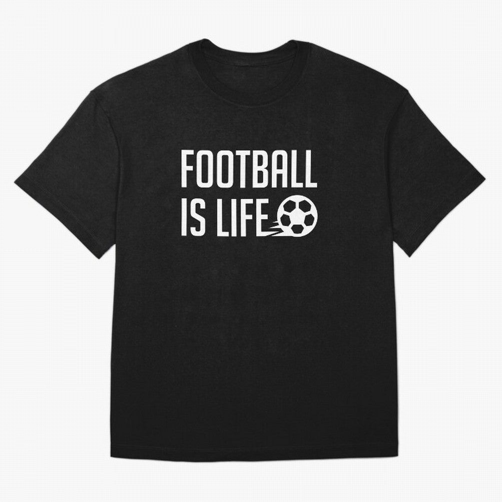Football Is Life (Black BG) Oversized T-Shirt Bring FIFA World Cup 2026 with Cristiano Ronaldo, England Energy, Worldwide Fan Energy, Dramatic Goals, Stadium Lights and Championship Celebrations; Great for Watch Parties, Sports Bars, Family Nights,