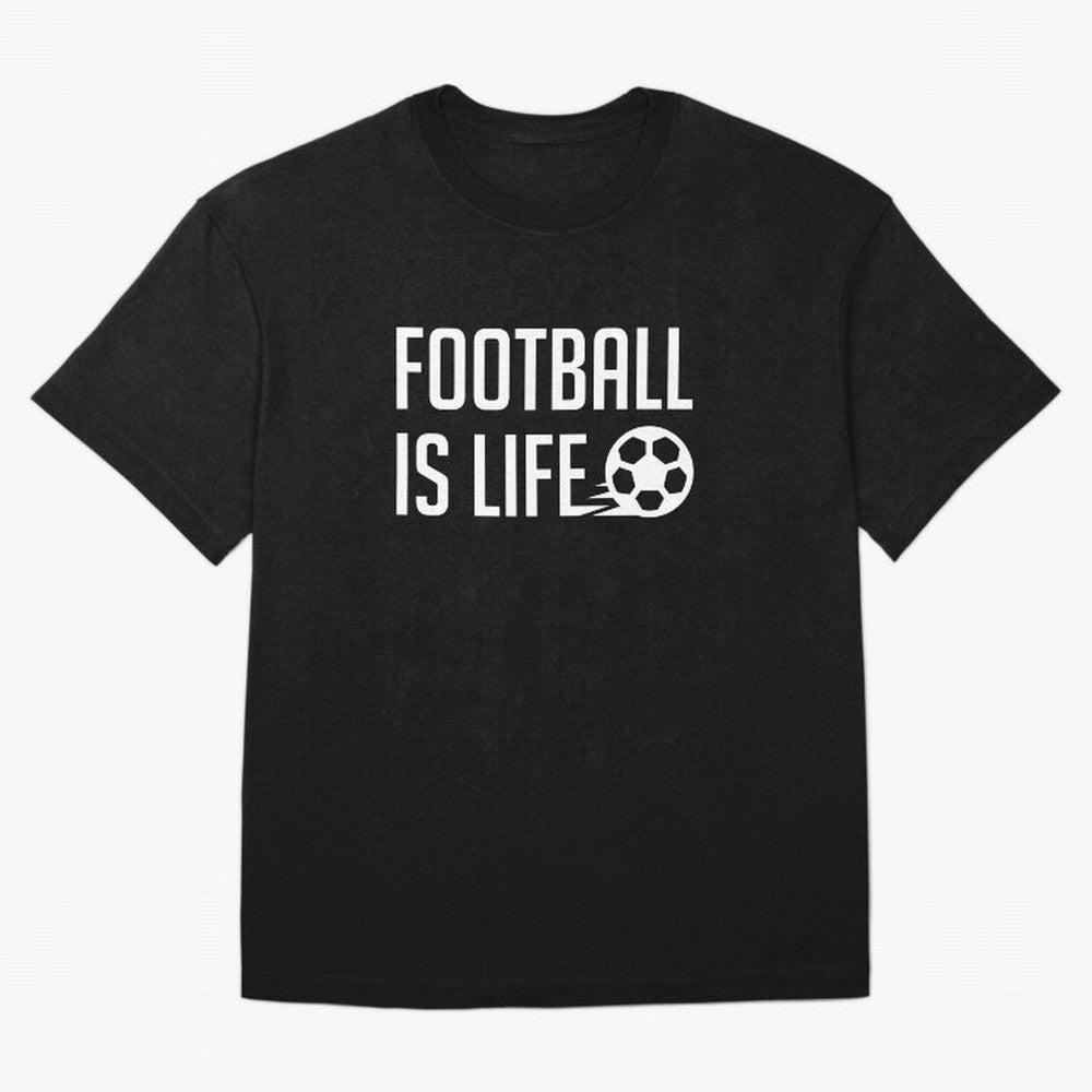 Football Is Life (Red BG) Oversized T-Shirt Unlock FIFA World Cup 2026 USA Canada Mexico Made for CR7 and Messi, England, France and Netherlands Energy, Football Festival Excitement, Trophy Ambitions, Country Rivalries and Star Player Buzz; Made