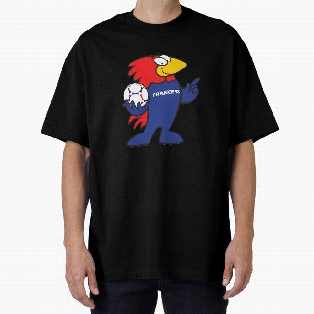 Footix - World Cup 98' Mascote Logo Oversized T-Shirt Follow Every Goal of Match Day Hype around FIFA World Cup 2026 Group Stage, Cristiano Ronaldo, Haaland and CR7, Argentina, Stadium Memories, Football Loyalty, International Chants and
