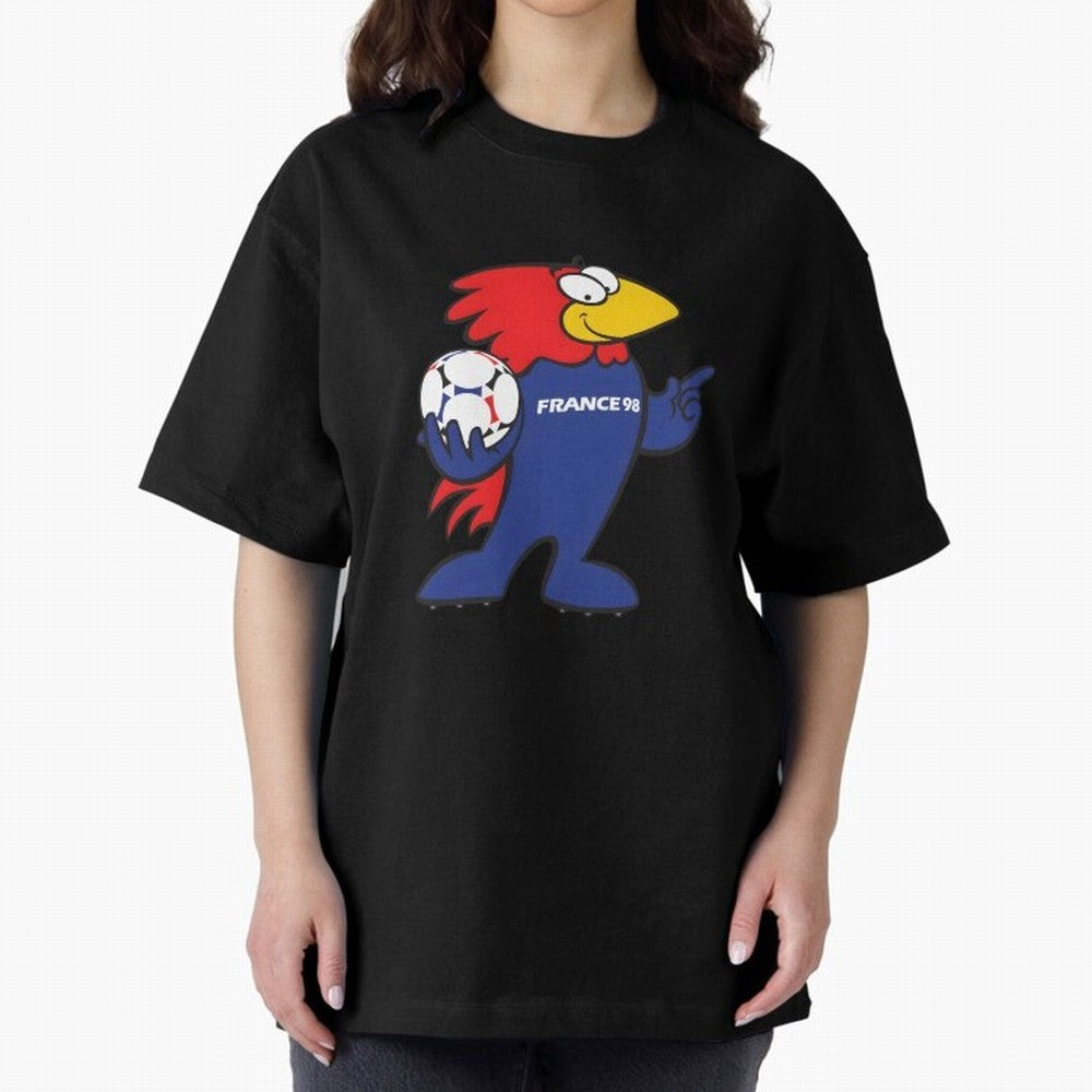 Footix - World Cup 98' Mascote Logo Oversized T-Shirt Follow Every Goal of Match Day Hype around FIFA World Cup 2026 Group Stage, Cristiano Ronaldo, Haaland and CR7, Argentina, Stadium Memories, Football Loyalty, International Chants and