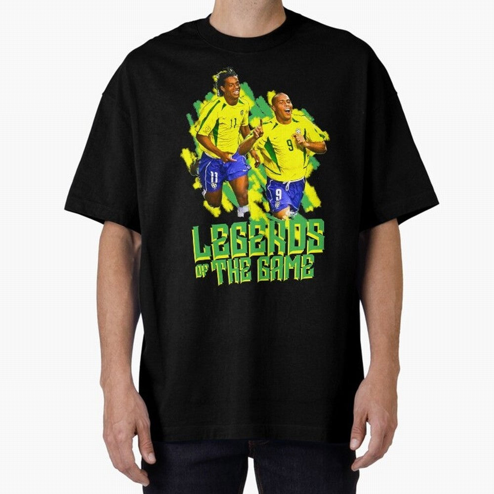 Ronaldinho and ronaldo brazil football print art Oversized T-Shirt Make Every Match About Match Day Hype around FIFA World Cup 2026 USA Canada Mexico, Cristiano Ronaldo, Portugal, Vintage Soccer Flavor, Modern Football Stars, National Flags and