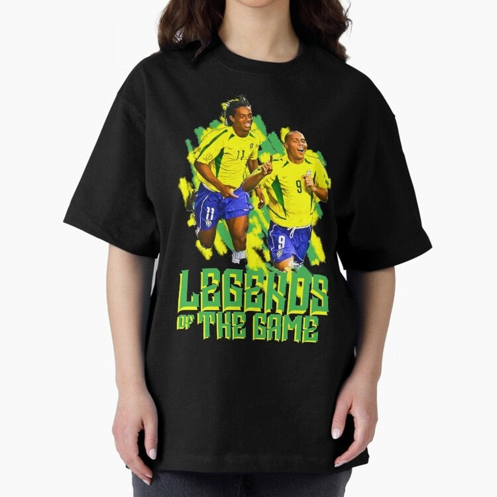 Ronaldinho and ronaldo brazil football print art Oversized T-Shirt Make Every Match About Match Day Hype around FIFA World Cup 2026 USA Canada Mexico, Cristiano Ronaldo, Portugal, Vintage Soccer Flavor, Modern Football Stars, National Flags and