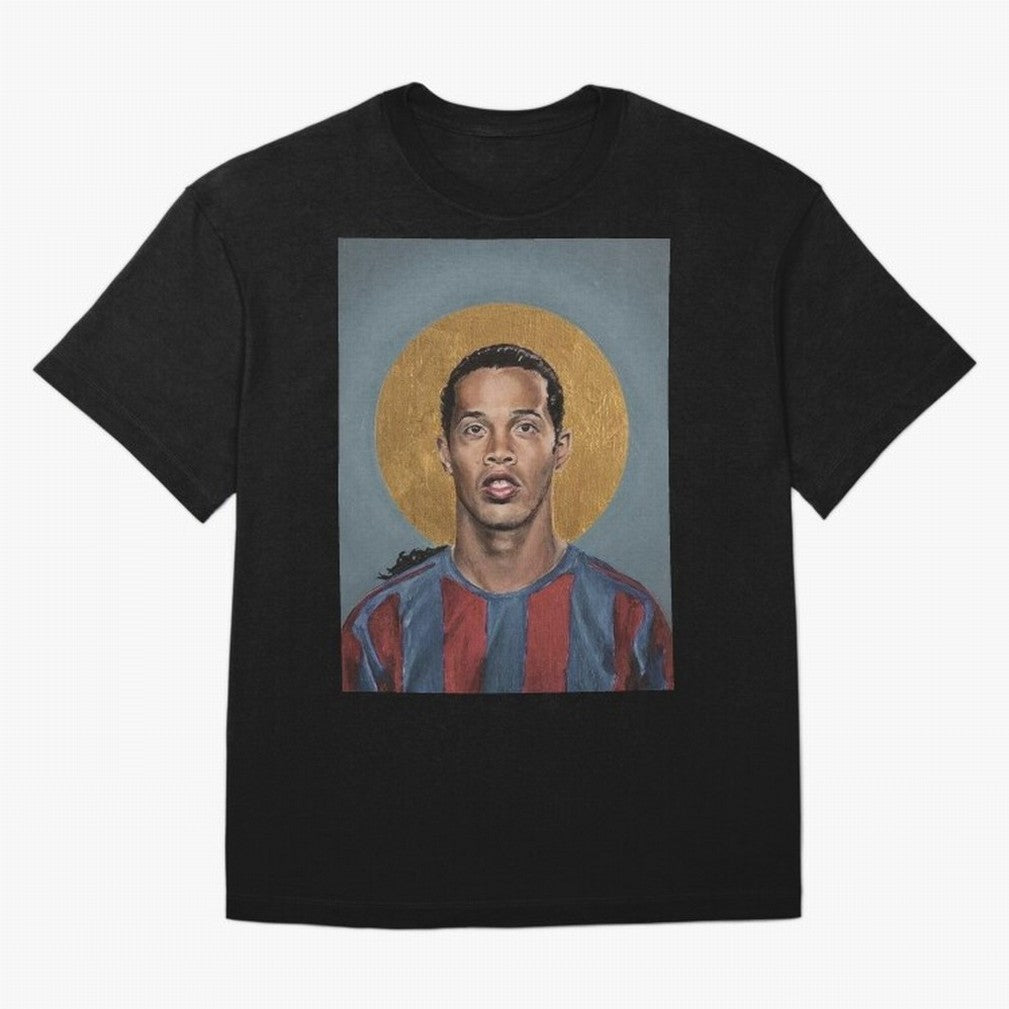 Art Ronaldinho Painting Oversized T-Shirt Celebrate Unforgettable Nights in Global Football Passion for FIFA World Cup 2026 Group Stage, Inspired by Neymar, England and Germany, Sports Nostalgia, International Competition, Famous Players and
