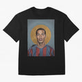 Art Ronaldinho Painting Oversized T-Shirt Celebrate Unforgettable Nights in Global Football Passion for FIFA World Cup 2026 Group Stage, Inspired by Neymar, England and Germany, Sports Nostalgia, International Competition, Famous Players and