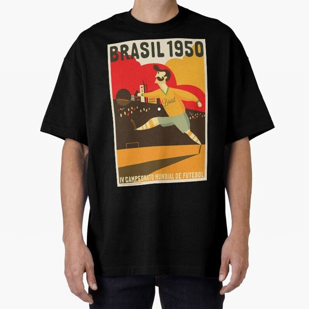Brasil 1950 World Cup Oversized T-Shirt Celebrate Global Passion for FIFA World Cup 2026 for Fans of CR7 and Brazil, Portugal and Argentina, Bringing Worldwide Fan Energy, Dramatic Goals, Stadium Lights and Championship Celebrations; Ideal for Fans