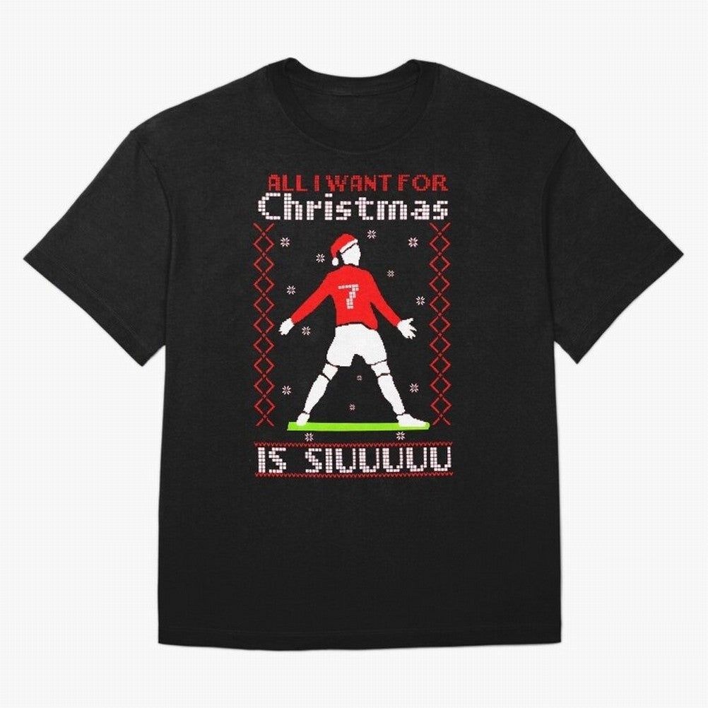 All I Want for Christmas Is Siu Ronaldo Oversized T-Shirt Experience the Global Stage of FIFA World Cup 2026 Spirit, Capturing Portugal, Messi, CR7 and Mbappe, Classic Soccer Heritage, Championship Pressure, Fan Loyalty and International Pride;