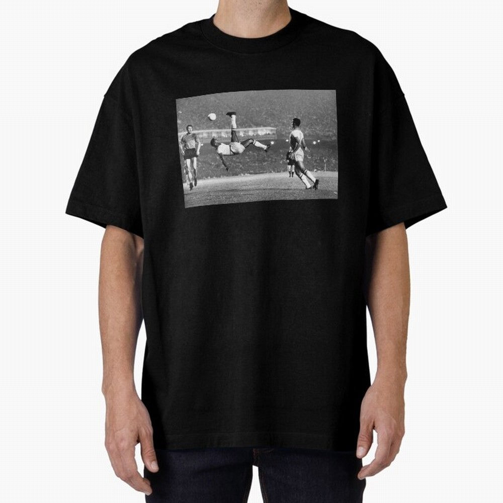 PELE LEGENDARY BICYCLE KICK BLACK AND WHITE5 Oversized T-Shirt Carry National Pride through the FIFA World Cup 2026 Journey through Messi Highlights, Spain and Netherlands Pride, Football History, Final Match Energy, Crowd Noise and Once in a