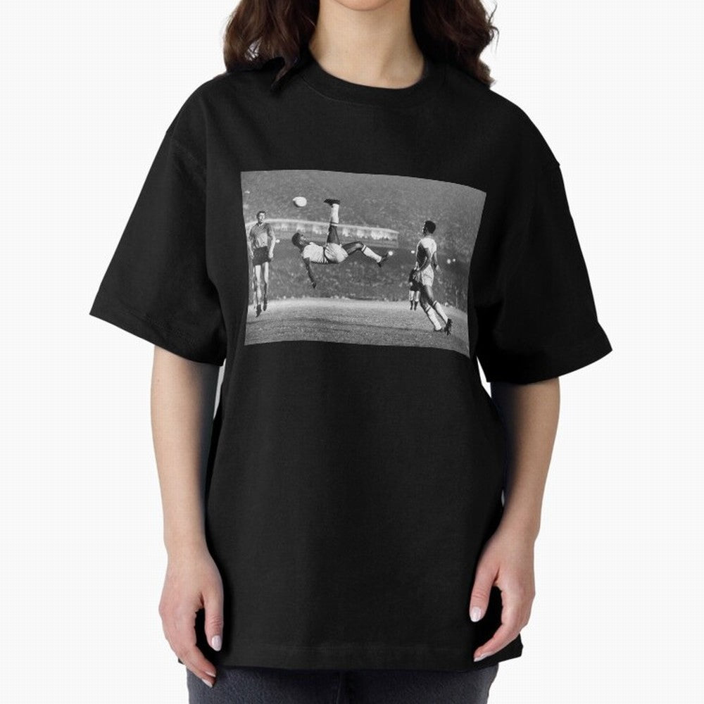 PELE LEGENDARY BICYCLE KICK BLACK AND WHITE5 Oversized T-Shirt Carry National Pride through the FIFA World Cup 2026 Journey through Messi Highlights, Spain and Netherlands Pride, Football History, Final Match Energy, Crowd Noise and Once in a