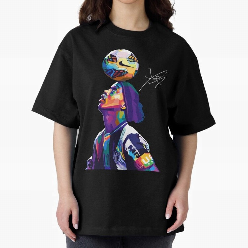 Ronaldinho Wpap Pop Art Oversized T-Shirt Bring Home the FIFA World Cup 2026 Journey through Mbappe Highlights, Germany Pride, Retro Football Energy, Iconic Rivalries, Trophy Chase Drama and Stadium Atmosphere; Perfect for Fans, Collectors, Family