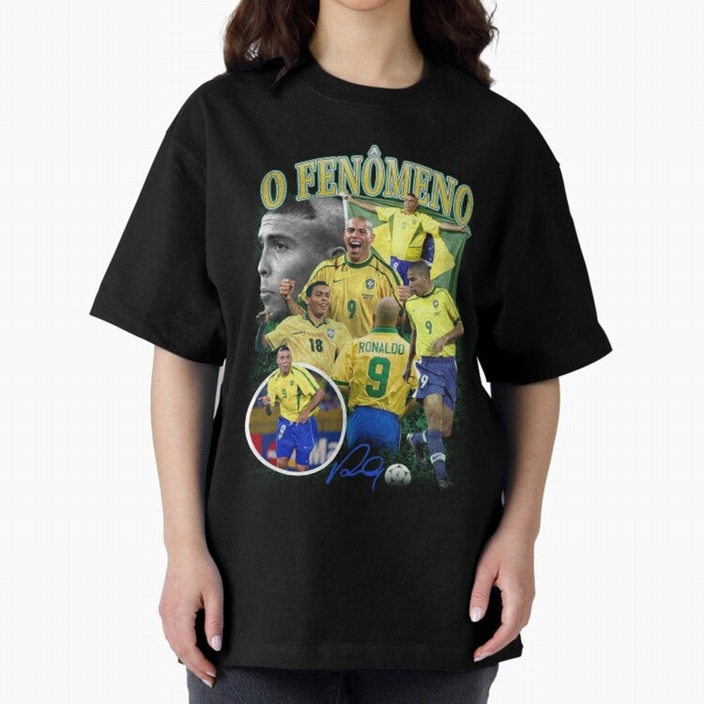 O Fenomeno Ronaldo Oversized T-Shirt Celebrate the Stars of the FIFA World Cup 2026 Journey through Neymar, Haaland and Cristiano Ronaldo Highlights, Brazil Pride, Stadium Memories, Football Loyalty, International Chants and Championship Tradition;