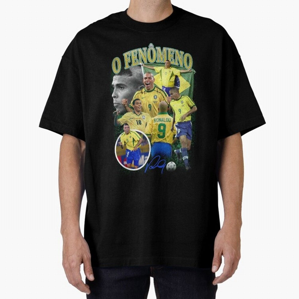 O Fenomeno Ronaldo Oversized T-Shirt Celebrate the Stars of the FIFA World Cup 2026 Journey through Neymar, Haaland and Cristiano Ronaldo Highlights, Brazil Pride, Stadium Memories, Football Loyalty, International Chants and Championship Tradition;