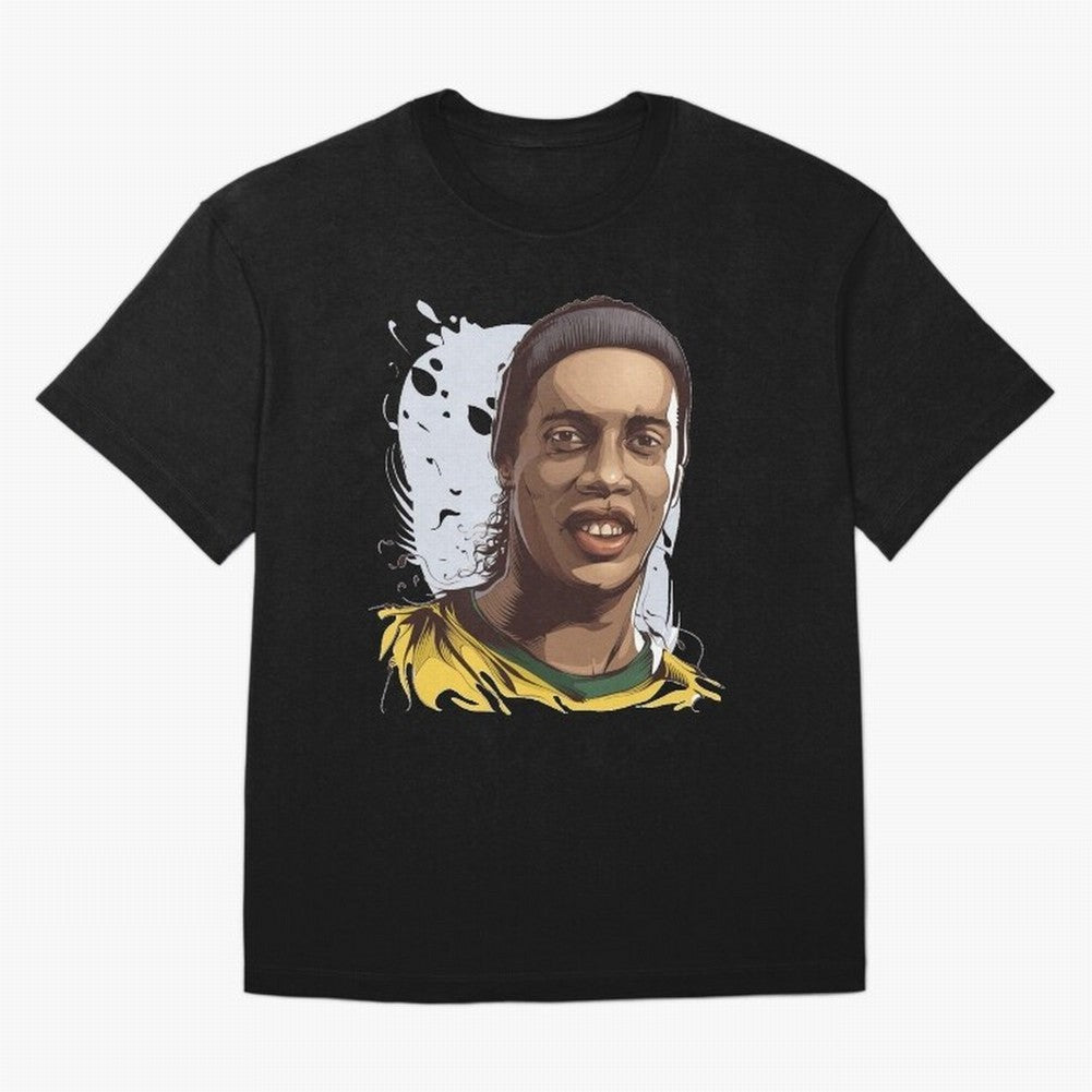 Illustration Ronaldinho Art Oversized T-Shirt Celebrate Global Passion for FIFA World Cup 2026 Group Stage Built around Haaland and Mbappe, Brazil Energy, Football Festival Excitement, Trophy Ambitions, Country Rivalries and Star Player Buzz;