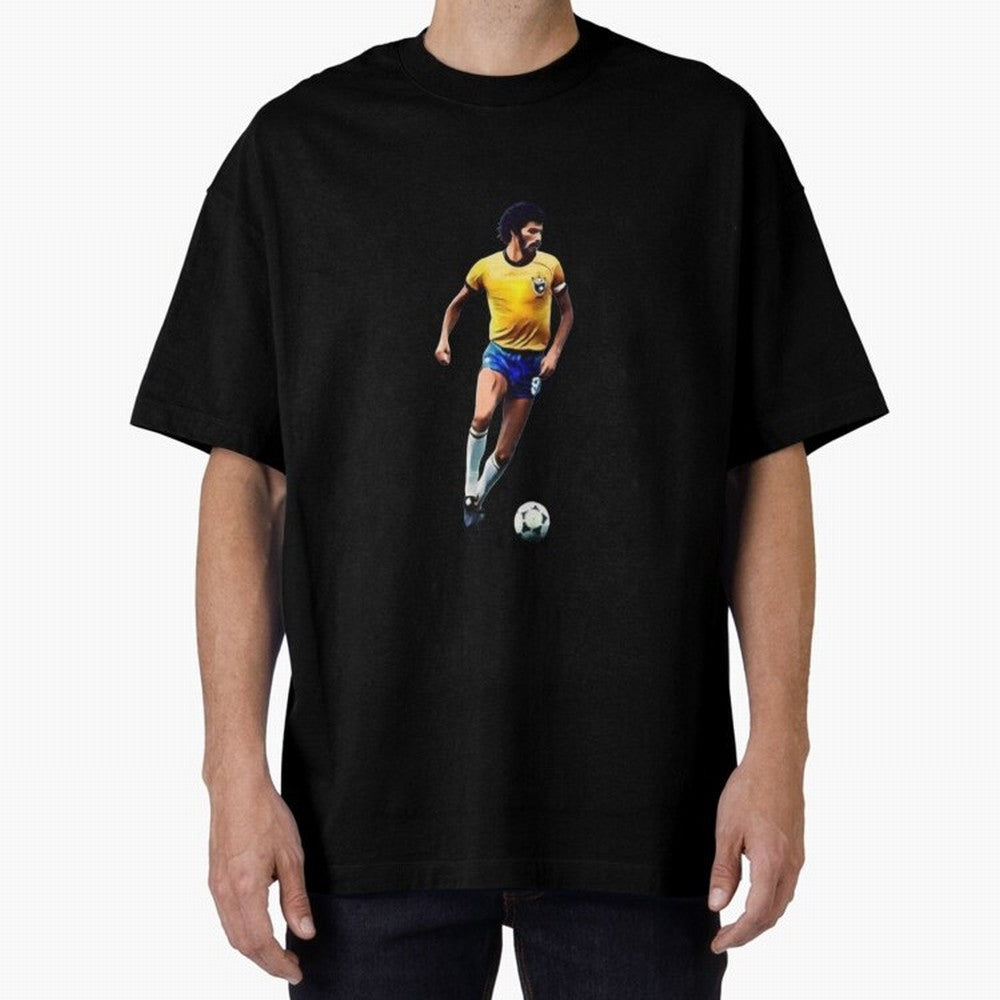 Legends of The Beautiful Game Cartoon Collection Legends Socrates Cartoon Artwork9 Oversized T-Shirt Celebrate Football Heritage in FIFA World Cup 2026 USA Canada Mexico for Fans of Neymar and Netherlands, Bringing Stadium Memories, Football