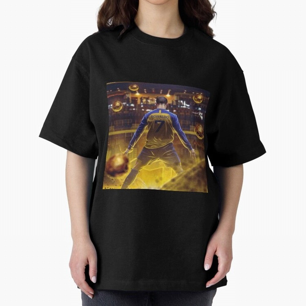 Ronaldo al nassr Oversized T-Shirt Turn Up for Global Football Passion for FIFA World Cup 2026 USA Canada Mexico, Capturing Messi, Neymar and Mbappe, Argentina, Classic Soccer Heritage, Championship Pressure, Fan Loyalty and International Pride;