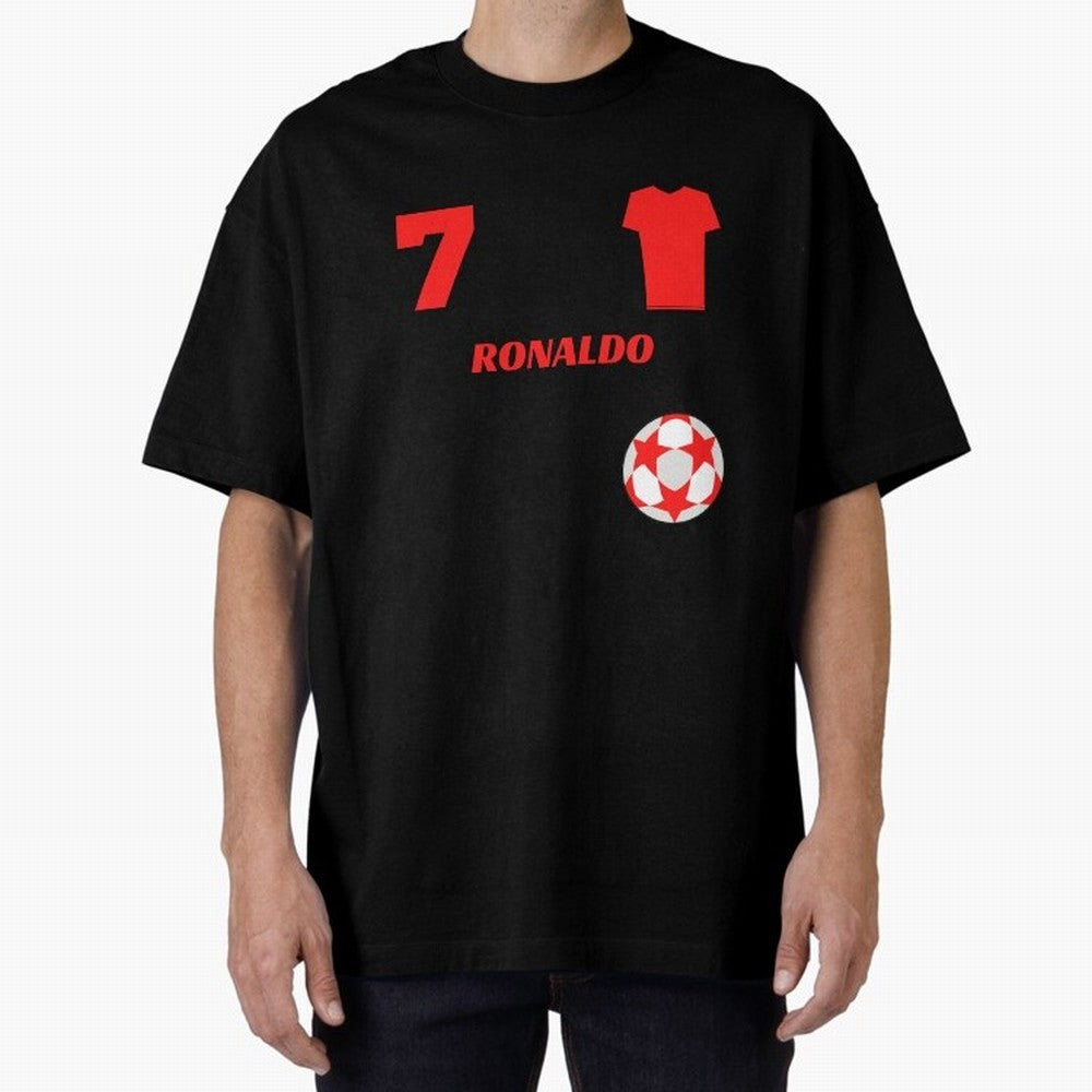 Ronaldo 7 - Man U Back to Manchester Oversized T-Shirt Represent Football Lovers during FIFA World Cup 2026 Group Stage for Fans of Messi, CR7 and Mbappe and Portugal, Bringing Vintage Soccer Flavor, Modern Football Stars, National Flags and Final